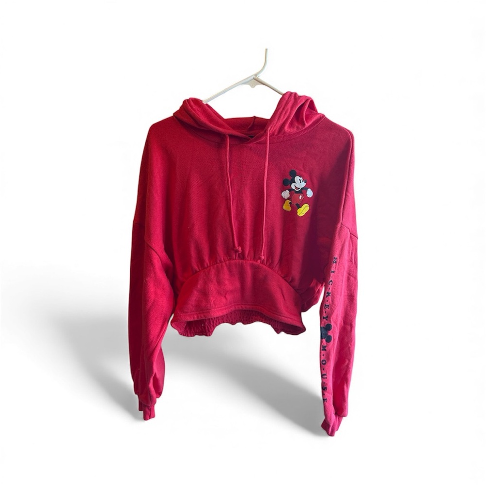 Disney Red Mickey Mouse Cropped Hoodie